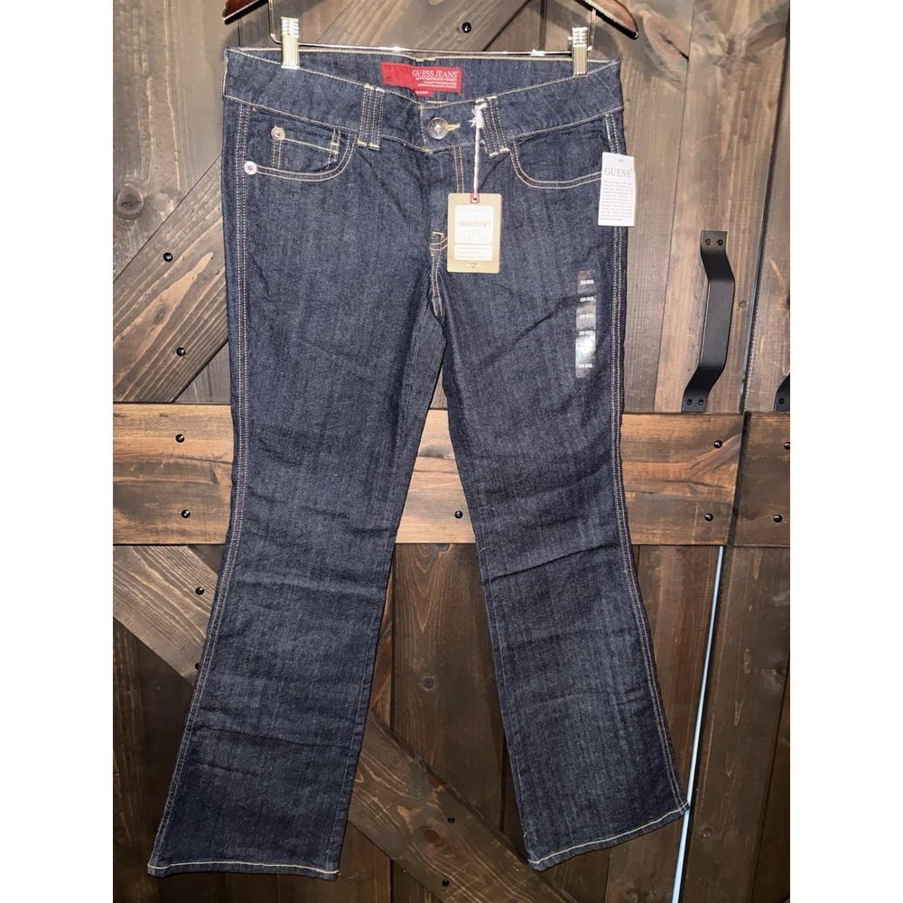 Y2K VTG Guess Women's NEW Jeans Sz 29 R Sweetheart Low Rise Dark Boot Flare